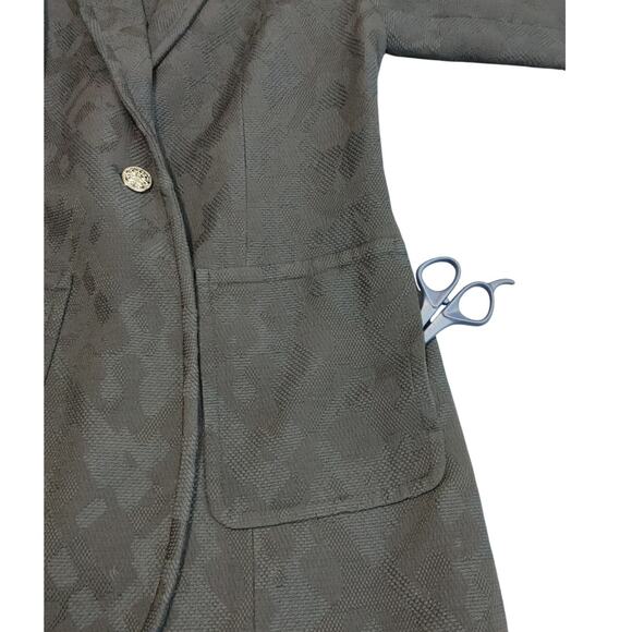 Per-Se Blazer Jacket Single Button Notch Textured Front Pockets Black Womens 2 - Picture 9 of 9